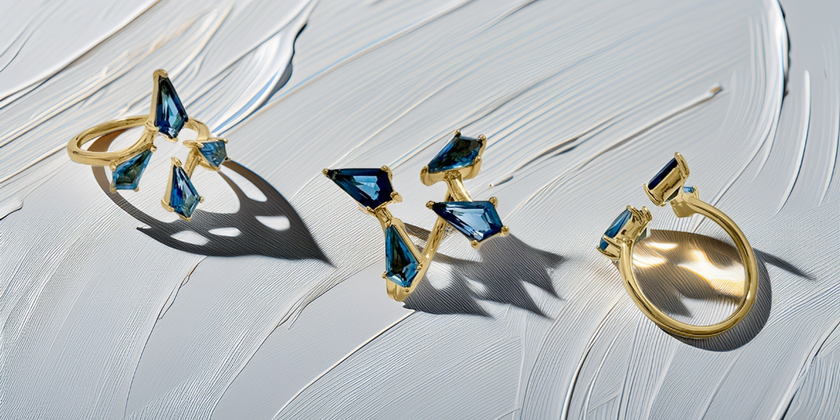 Angle images of blue topaz ring